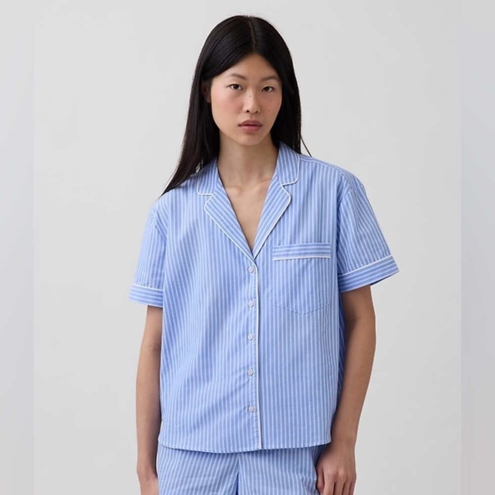 Gap Women's Striped Poplin PJ Shirt NEW WITH TAGS Size Small Petite 100% Cotton